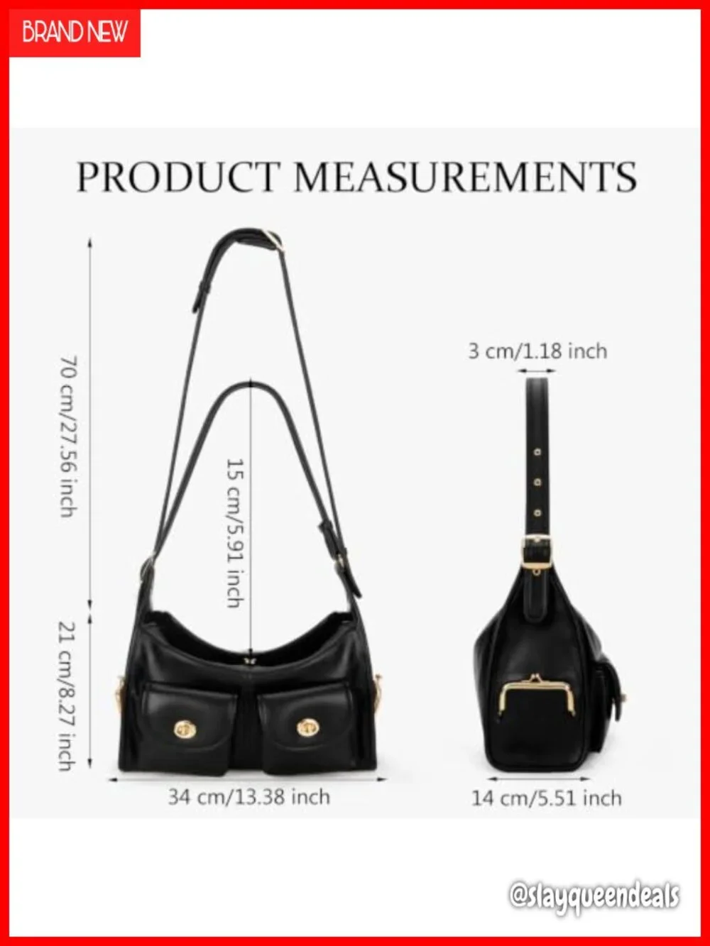 Large Faux Leather Multi-Pocket Hobo Shoulder Bag